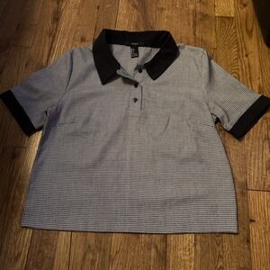 Forever 21 short-sleeve Collared polo shirt Women's Size S Preppy Black & White